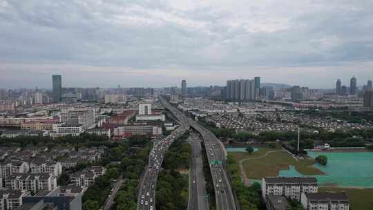 江苏苏州城市交通高架桥航拍