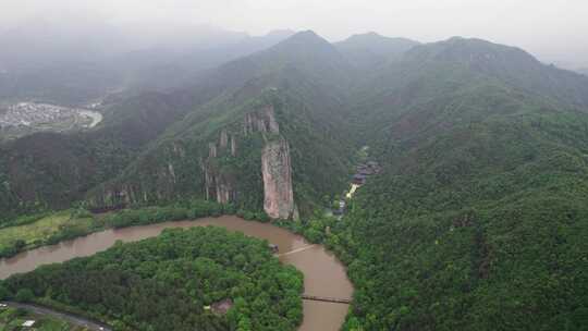 航拍丽水缙云仙都景区自然风光