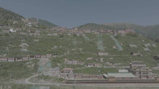 4K60藏族风光建筑航拍寺庙 灰片 可调色