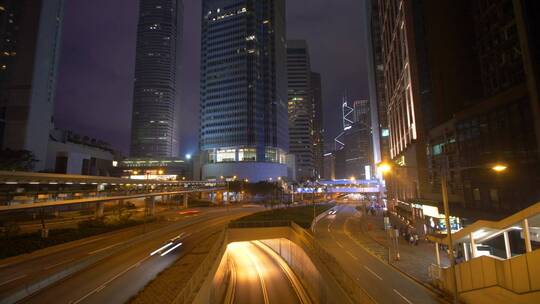 夜晚香港市区延时