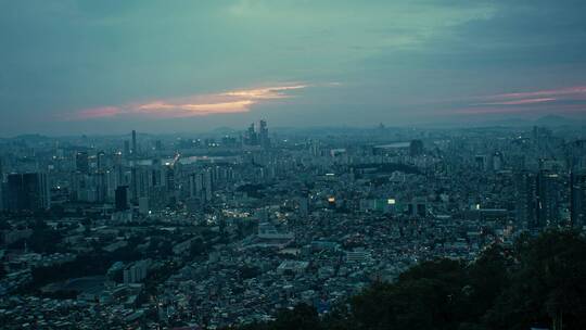 韩国首尔城市街头延时摄影