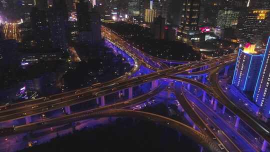 夜景立交桥车流空镜