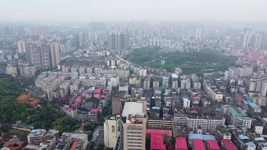 4k航拍衡阳城市建筑天际线