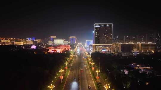 江西上饶城市夜景灯光交通航拍