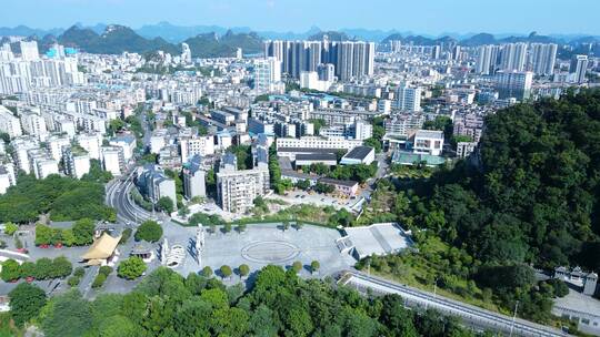 广西柳州城市风光航拍柳江风景