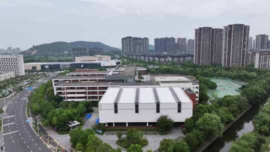 航拍锡山实验小学体育馆