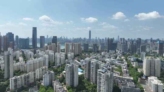 武汉武昌新区航拍城市建筑风光鸟瞰市区风景