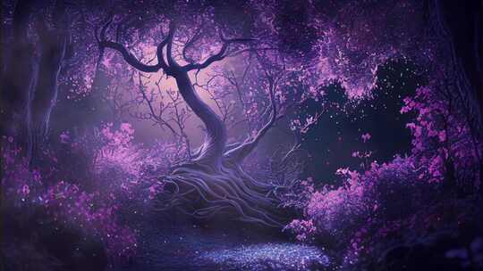 紫色魔法森林特效背景