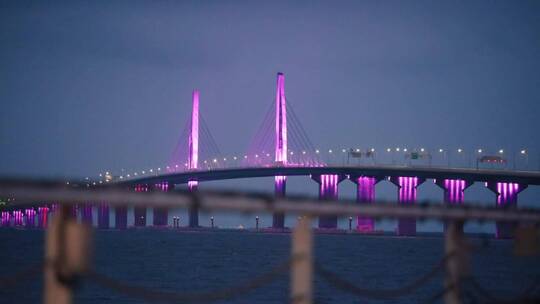 港珠澳大桥夜景珠海段望桥驿站延时摄影