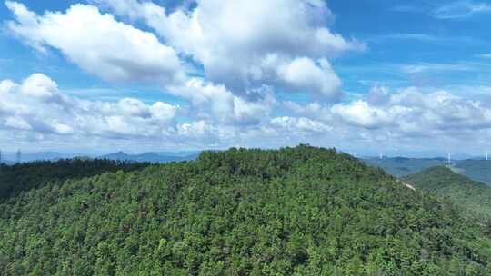 福建山峰航拍山区山脉森林群山蓝天白云风景