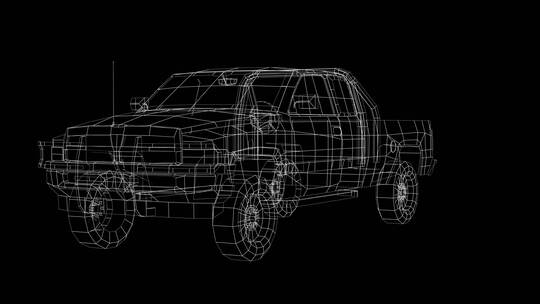 低多边形3D汽车皮卡线框