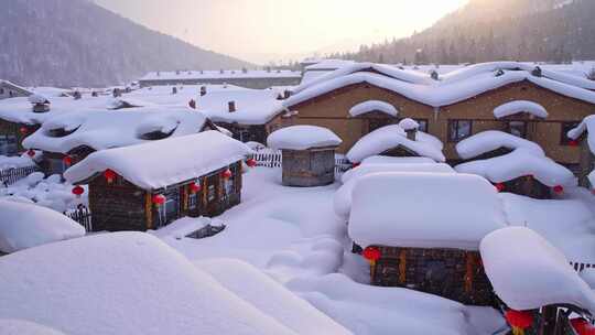 中国黑龙江雪乡大雪固定镜头合集