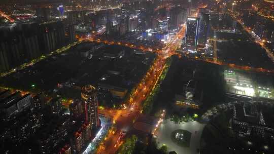 杭州钱塘新区下沙夜晚夜景车流延时