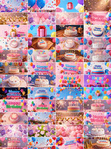 可商用视频素材| 生日快乐蛋糕祝福背景视频高清在线视频素材下载