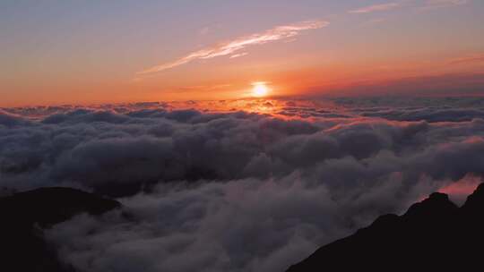 山，太阳，山顶，发光