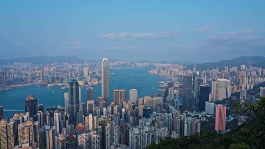 香港太平山维多利亚港白天景观