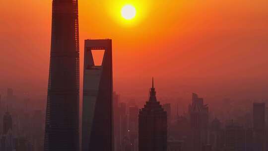 上海三大摩天大楼夕阳