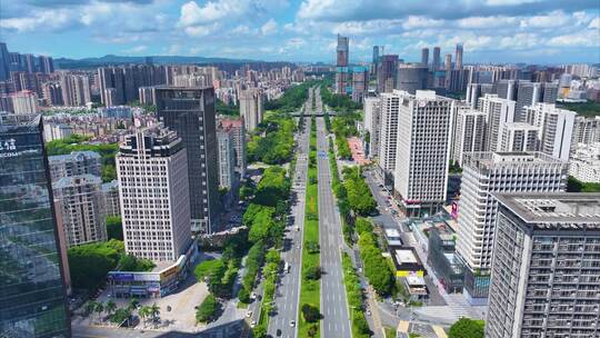 广东省东莞市东莞大道航拍延时车流城市风景