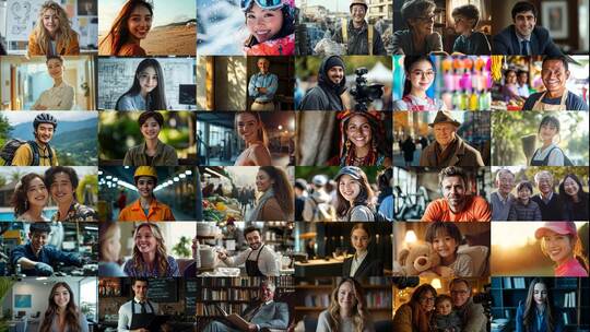 百人千人万人笑容微笑(前115S为快速预览)高清在线视频素材下载