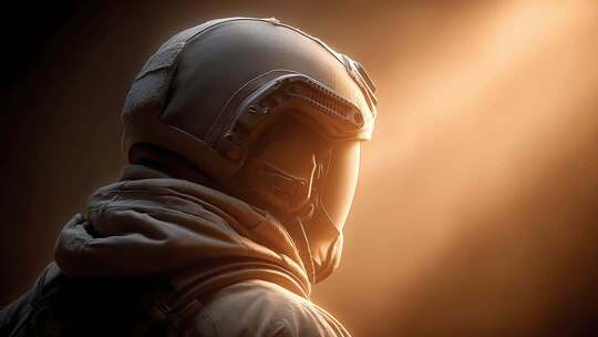 坚毅战士逆光而立守护国家安宁