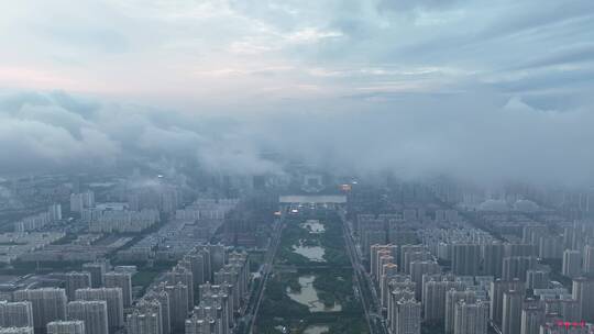 云雾缭绕洛阳城市云海中轴线宣传片