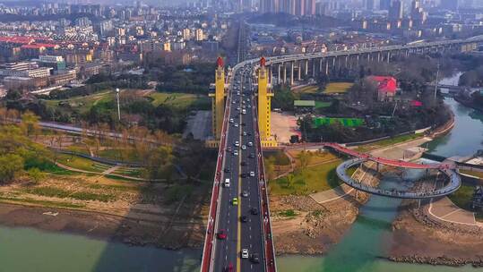 南京长江大桥桥头堡桥面延时视频素材模板下载
