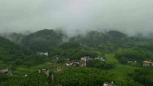 下雨天云雾乡村