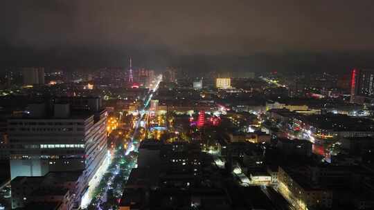 甘肃张掖城市大景夜景灯光交通航拍