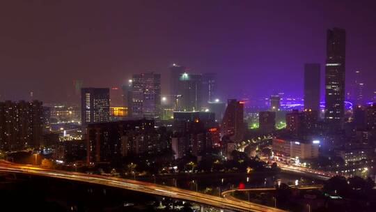 广州城市景观与城市灯光与交通