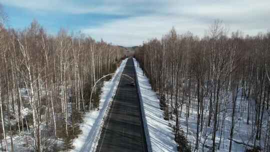 吉林白山市G331国道林海雪原风光航拍