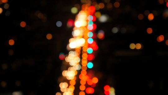 马路上的车灯散焦拍摄