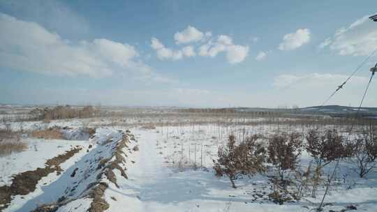 威海冬天雪景电视剧电影棚拍绿幕实拍素材8k