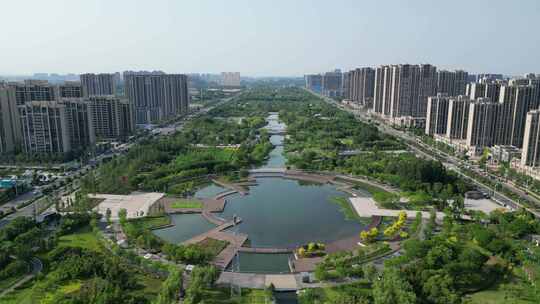 河南许昌中央公园航拍视频素材模板下载