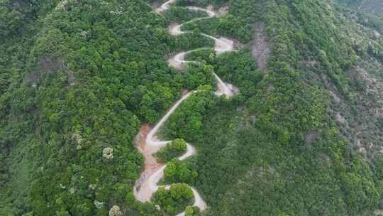 绍兴上虞萝岩山盘山公路发夹弯航拍