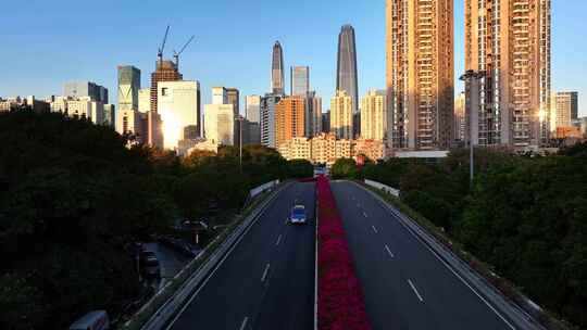 深圳福华路福田CBD天际线