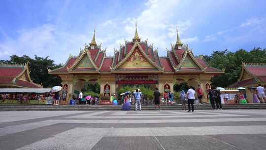 云南西双版纳著名景点勐泐大佛寺延时