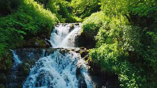 瀑布山谷水流泉水