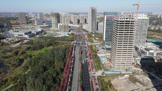 河北石家庄商务区城市建设航拍