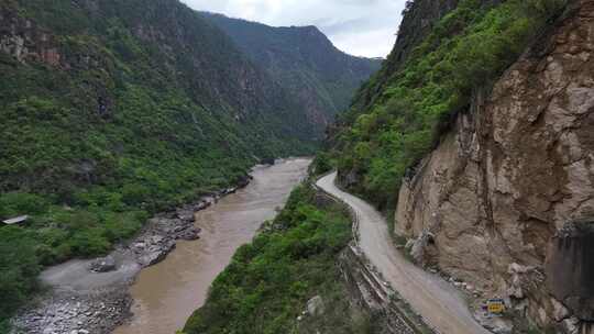 云南丙察察公路那恰洛峡谷风光航拍