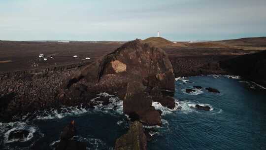 冰岛海，岩石，海浪，泡沫