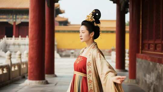 故宫古装女子古装造型漫步