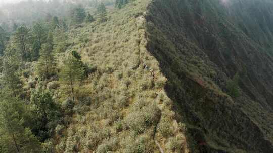 火山，墨西哥，火山口湖，雾