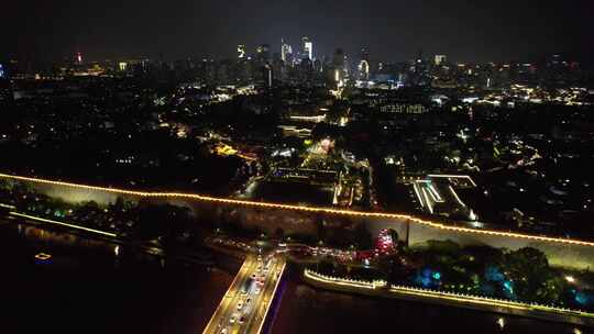 南京城市夜景灯光中华门老门东秦淮河