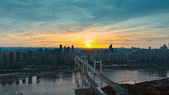 4K大气城市航拍日出日落夜景