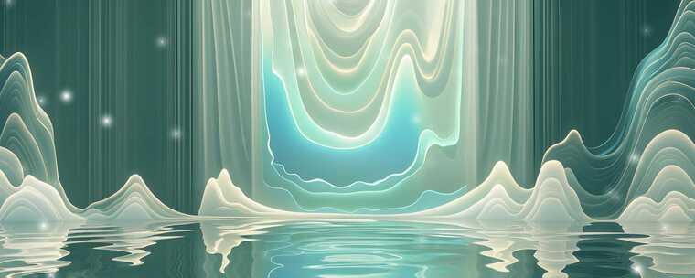 山水风格动态光影背景素材