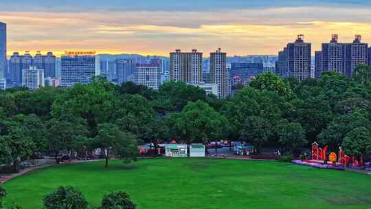 南宁中心城区夕阳航拍视频素材