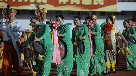 节日视频云南德宏傣族节日民族歌舞表演