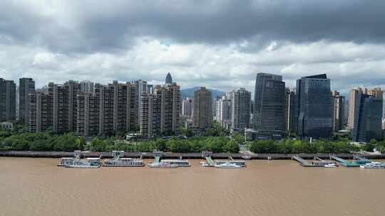 航拍温州鹿城区城市建设