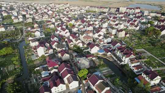 航拍上海金山嘴渔村景区