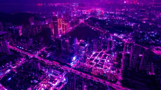 8K广东珠海城市全景风光夜景赛博朋克延时视频素材模板下载
